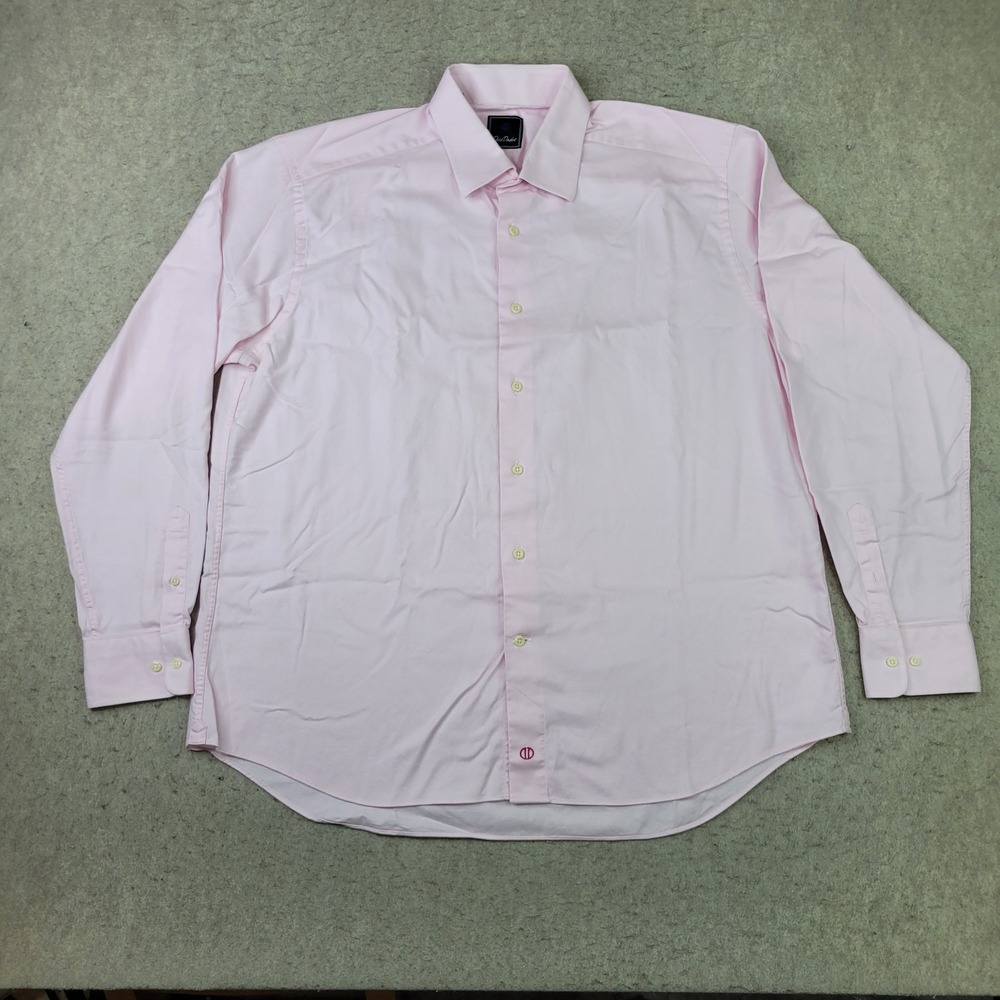David Donahue Dress Shirt Mens 17.5 36/37 Pink Button Up‎ Long Sleeve Preppy